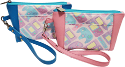 Pastel Kawaii Gamer Video Game Lined Zipper Wristlet Pouch