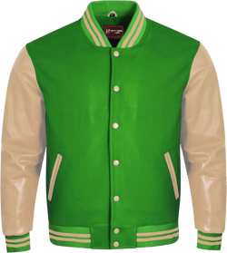 FIT TO LEAD TRADERS Men's Varsity Letterman Bomber Jacket Wool Body Cream Genuine Leather Sleeves 18 Colors Classic Style at Amazon Men’s Clothing store