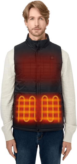 ORORO Heated Vest for Men, Lightweight Puffer Heating Vest with Battery (Charger Not Included) Small Black
