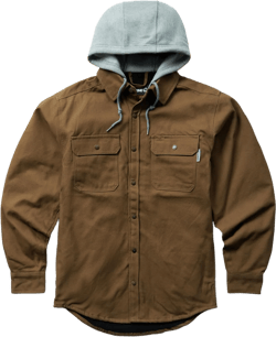 Wolverine Men's Overman Fleece Lined Cotton Duck Canvas Hooded Shirt Jacket Chestnut X-Large
