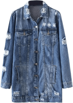 Karen Thomas Distressed Boyfriend Oversized Ripped Denim Jacket Sustainable Made in the USA Apparel