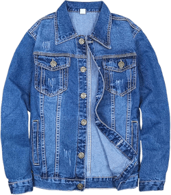 Uillui Mens Classic Blue Denim Jacket, Stylish Western Ripped Distressed Stretch Casual Cowboy Trucker Biker Jeans Jackets 3X-Large Blue