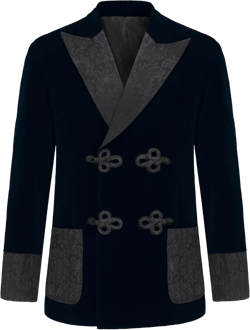 Men's Smoking Jacket Jacquard Peaked Lapel Double Breasted Stylish Blazers Coat Evening Party Wear Navy Blue 44