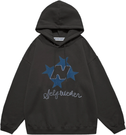 Aelfric Eden Y2k Hoodie Women Graphic Oversized Hoodies Star Embroidered Hoodied Sweatshirt Casual Vintage Pullover Small Black