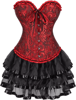Corset Dress for Women Plus Size Floral Bustier Tutu Skirt Victorian Vintage Style Costume Party 4X-Large Blackredblack