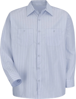 Red Kap Men's Long Sleeve Industrial Stripe Work Shirt Large Light Blue/Navy Stripe