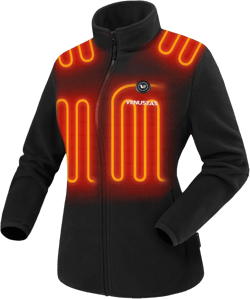 Venustas Women's Fleece Heated Jacket with Battery Pack, Soft Lightweight Heating Coat, Durable YKK Zipper X-Small Black