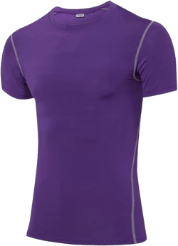 Compression Shirts Men Short Sleeve Athletic Workout Shirts Cool Dry Sports Baselayer Undershirts Gym Tops Large 1 Pack-purple