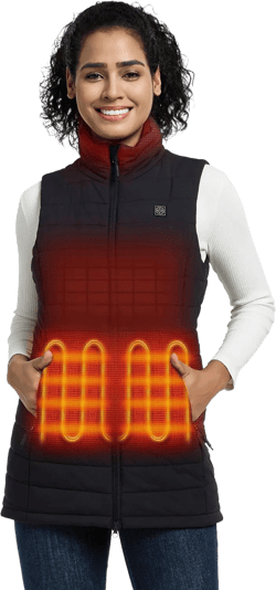 ORORO Women's Long Heated Vest with 4 Heat Zones, Heated Puffer Vest with Battery (Charger Not Included) at Amazon Women's Coats Shop