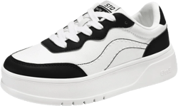 STQ Womens Platform Sneakers Fashion Casual Shoes Trendy Chunky Sneakers for Plantar Fasciitis 6 Black White