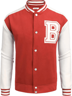 COOFANDY Men's Varsity Jacket Wool Blend Letterman Bomber Jacket Baseball Lightweight Jacket XX-Large Red