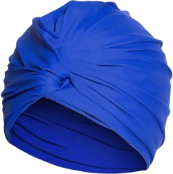 Pleated Fabric Swimming Cap Women Ladies Long Hair Swim Cap Ear Protecting Bathing Cap Elastic Polyester Turban Swim Hat Shower Cap for Beach Spa Non Waterproof, Twisted Beanie Cap Sleep Hat Royal Blue