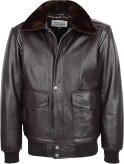 Mens Leather Bomber Jacket Classic G-1 Flight Aviator Style Jarrod Small Brown