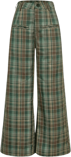 WDIRARA Women's Plaid Wide Leg Pants Casual High Waist Long Pants Trousers Small Multicolor