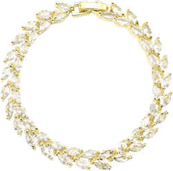 Tennis Bracelet for Women Wedding Bracelets for Brides Ears of Wheat Cubic Zircon Fashion Jewelry Gifts for Female | Silver/Yellow Gold/Rose Gold Plated