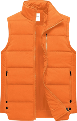 Chrisuno Women's Puffer Vest Casual Stand Collar Quilted Waistcoat Outdoor Padded Ski Vest X-Large Orange