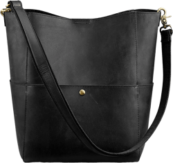 S-ZONE Genuine Leather Crossbody Bucket Bag For Women Shoulder Purses Handbag Vintage Tote Pocketbook