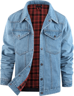 Men's Flannel Lined Denim Jackets Cowboy Cut Western Vintage Rugged Jean Trucker Jacket with Pockets Light Blue XX-Large