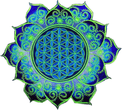 ImZauberwald Flower of Life embroidery UV patch ~7inch blue fractal mandala