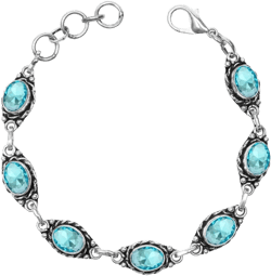 Blue Topaz Stone Bracelets Silver Overlay For Women Girl Gifts - Gemstone Adjustable Handmade Link Bracelets Christmas Gifts For Her