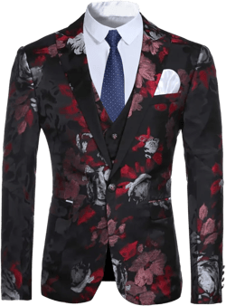 Cloudstyle Men's 3-Piece Suit Notched Lapel Floral One Button Modern Blazer Vest Pants Sets