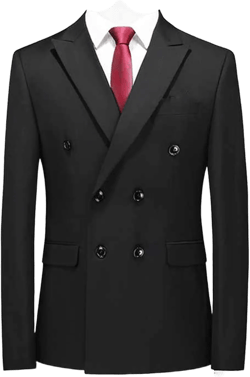 Mens Double Breasted Blazer Slim Fit Casual Suit Jacket Lightweight Business Prom Sport Coats Black 60
