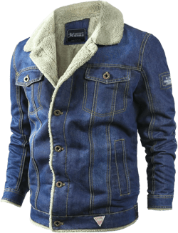 Flygo Men's Sherpa Fleece Lined Denim Trucker Jacket Winter Jean Jacket Cowboy Coat Small Blue