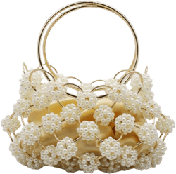 PSBIY Women Handmade Pearl Evening Handbag Bride Purse Elegant Flower Beaded Clutch Bag for Party Wedding Banquet Prom, Ivory: Handbags: Amazon.com
