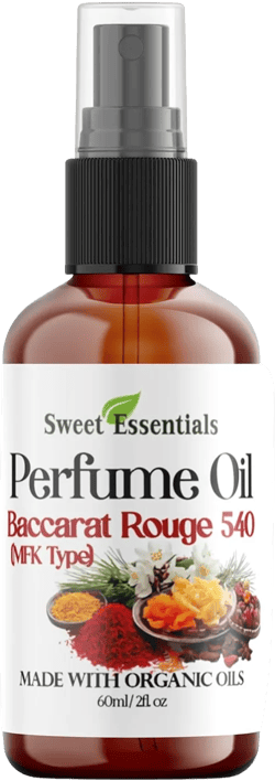 Sweet Essentials BACCARAT ROUGE-540 - (MFK Type), Fragrance - Perfume Oil, Made with Organic Oils, 2oz, Spray on Perfume Hair & Body Oil - Alcohol, Silicone & Preservative Free