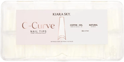 Kiara sky Nail Tips | C Curve Coffin Natural | 500 pieces | XXL Length | 10 Sizes C-CURVE/COFFIN NATURAL