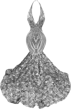Prom Dress Glitter Sequin Rose Halter Pageant Gala Mermaid Evening Party Gown 16 Silver
