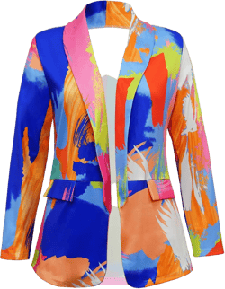 Plus Size Blazers for Curvy Women Sexy Trendy Colorful Oversize Graphic Open Front Jackets Large Blue