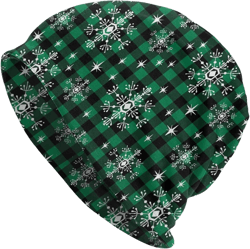 Christmas Theme Beanie Hats Snowflake Knitted Hats Slouchy Elastic Skull Cap for Women Men