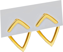 18K Gold Plated Sterling Silver Geometric 2-Way Earring Jackets | TRILL Wishbone Studs For Women 18K Gold Over Sterling Silver