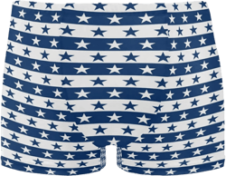 Mens Swimming Boxer Briefs Blue Stars Striped White Quick Dry Athletic Swimsuit S