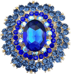 YOQUCOL Vintage Blue Cubic Zirconia Crystal Rhinestone Sunflower-shaped Wreath Brooch Pin for Women Gold Tone