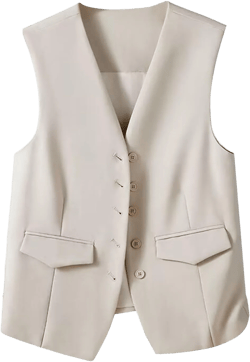 Womens Blazer Vest Business Casual Sleeveless Blazer Open Front Vest Blazer Work Office Jacket Waistcoat with Pockets Medium White
