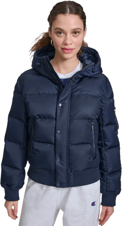Champion Women's Quilted Snorkel Puffer Jacket with Hood X-Small Navy