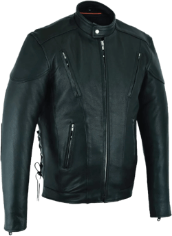Tall vented racer leather motorcycle jacket Big & Tall bikers w full action back 6X-Large Big Tall Black