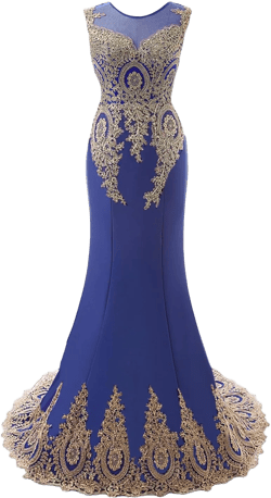 Kivary Women's Gold Lace Sexy Mermaid Sheer Formal Corset Prom Evening Dresses 8 Royal Blue