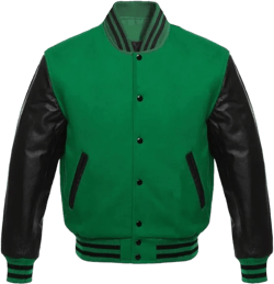 Original Varsity Letterman Jacket Since .1978 47 (Team Colors. Wool and Leather XXS to 6XL .Cow Leather. 3X-Large Green Black