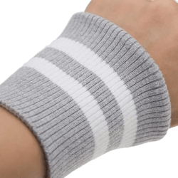 Thecookie Rib Knit Fabric Stripe Cotton Thick Stretch Knitted Sweater Arms Cuffs Cuff Leg Opening Rib Jersey Ribbed Trim Fabric - Silver - Cuffs Cuffs
