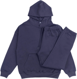 RIFLESSI Men's Women's Premium Heavyweight 100% French Terry Cotton 2 Piece Hoodie Pullover Jogger Sweatsuit Tracksuit Set Large Navy