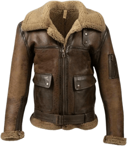 B3 Bomber Men Real Fur Leather Jacket । Brown Aviator Jackets । Sherpa Jacket Large Brown