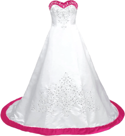 Women's Vintage Beaded Satin Embroidered Wedding Dress Bride Gown 16 White & Rose Red