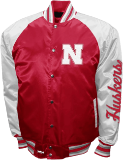2Bhip NCAA University of Nebraska Huskers Adult Red Vintage Style Lightweight Satin Bomber Varsity Jacket Large Red