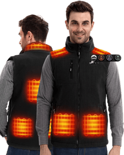 ARRIS Heated Mens Vest with Battery Pack 7.4V, Size Adjustbale Fleece Heated Vest with Shoulder Heat, Hand Warmer for Winter Hunting Skiing, Unisex