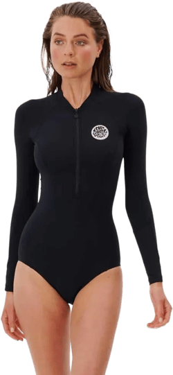 Rip Curl Women's Classic Surf Long Sleeve UPF 50 Swimsuit Surfsuit Small Black