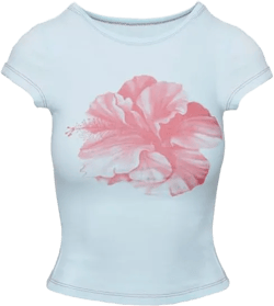 Y2k Baby Tees Women Short Sleeve Graphic Print T- Shirt Summer Slim Crop Top for Teen Girls Aesthetic Clothes Small Flower Print-blue