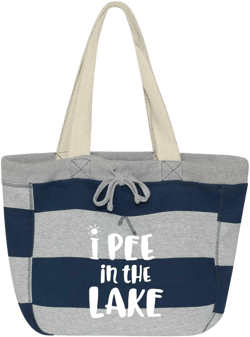 I Pee in the Lake Funny Beach Bag Tote | Lake House Gift Travel Vacation Bag | Machine Washable | Sparkly or Matte